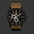 Stylish Modern Watch with Orange Leather Strap Black Dial and Metal Case Design