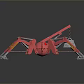 Red Sci Fi Mechanical Spider Game Film Character With Multiple Metallic Legs And Shiny Surface