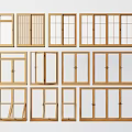 Japanese-style window combination floor-to-ceiling window balcony door and window sliding window casement window household living room bedroom window 3d model