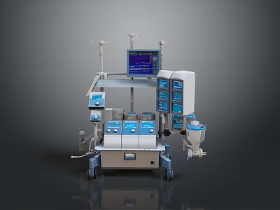 Advanced Clinical Medical Equipment With Digital Display Control Panels And Mobile Wheels 3d model