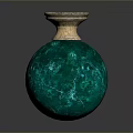Woman Holding Green Glass Sphere Bottle With Wooden Lid On Dark Background