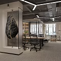 Modern Office Interior Design With Black Decorative Stone Glass Partitions Office Desks And Windows