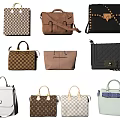 Various Stylish Tote Shoulder Handbags With Checkered Patterns Leather And Colors