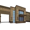 Classical Entrance Gate Design With Stone Facade And Glass Doors Flanking Buildings