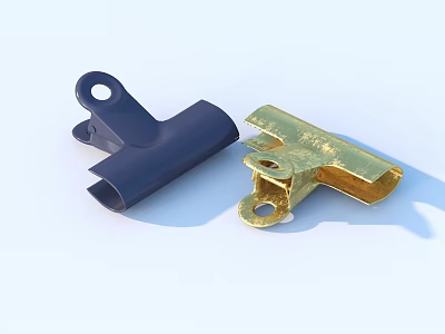Practical Metal Clips In Blue And Gold For Daily Household Use 3d model