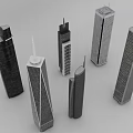 Modern Commercial Complex Featuring High Rise Building Models With Various Architectural Designs 3d model