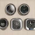 Modern Household Electrical Appliances With Round And Square Metallic Design And Digital Displays