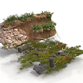 Modern Outdoor Natural Landscape With Rocks Vegetation And Trees