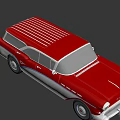 Classic Red and White Station Wagon with Chrome Accents and Vintage Wheels