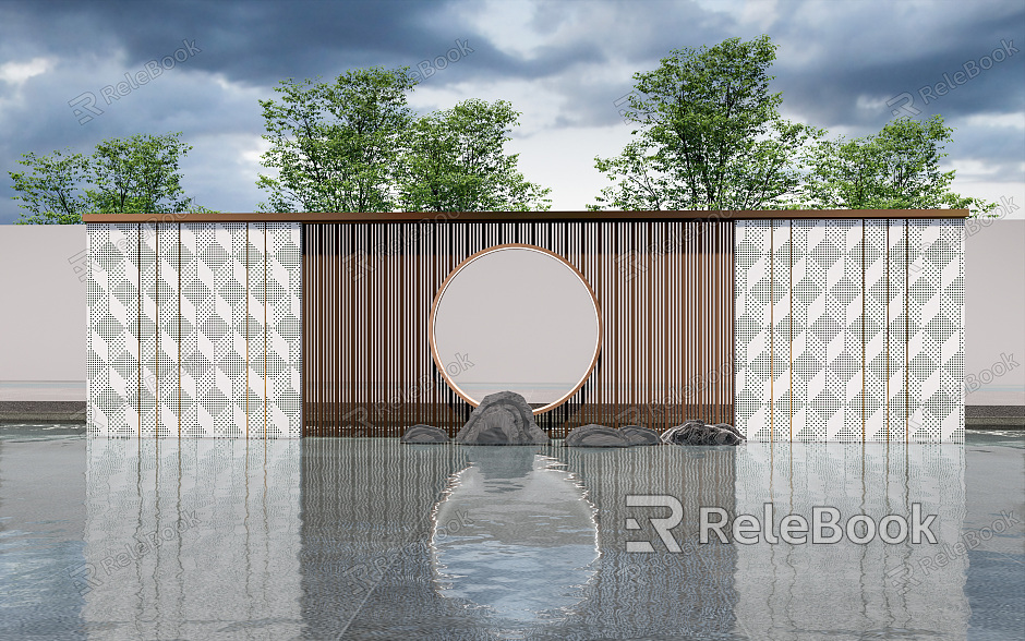 New Chinese Style Landscape Wall Landscape Wall Enclosure Background Wall Screen Grille Landscape Wall model