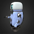 3D Rendered Robot Character With White Head Blue Eyes And Mechanical Limbs