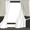 Beige and Black Curtains with White Sheer Panels and Tiebacks for Window Decoration