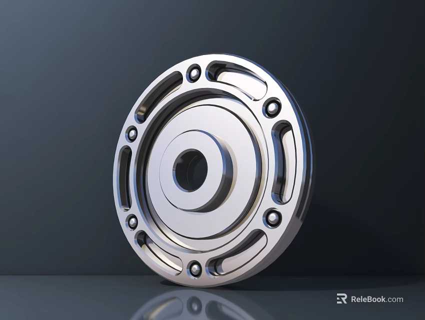 Tire Wheel Rim in Silver Metallic Finish with Multiple Holes and Bolt Accents 3d model 