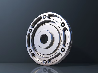 Tire Wheel Rim in Silver Metallic Finish with Multiple Holes and Bolt Accents 3d model
