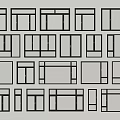Various Window Frame Designs Arranged On Wall For 3d model