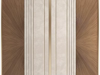 Elegant Modern Textured Background Wall With Brown Beige Vertical Lines And Gold Strips 3d model