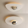 Modern Sleek Ceiling Light With White Shade And Metallic Center Warm Glow 3d model