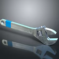 Adjustable Wrench Blue Handle Metal Construction Professional Hardware Tool with Reflective Surface