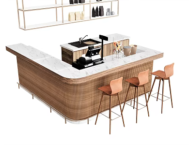Nordic Bar Water Bar Table Bar Chair Dining Chair Wine Ware Ornaments 3d model