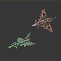 Realistic Fighter Jet Models With Camouflage Design And Gray Color Scheme