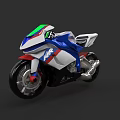 Modern Sports Motorcycle With Blue White Red Color Sleek Body And Transparent Windshield