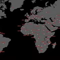 World Map Showing Global Illuminated Points and Red Highlighted China Region 3d model