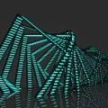 Modern Office Corridor With Teal Neon Lights Geometric Patterns And Silhouette Person