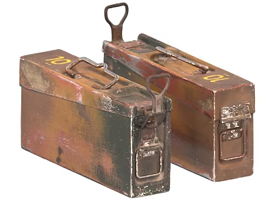 Worn Metal Boxes With Handles Number 10 And Rustic Design Details 3d model