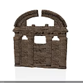 Ancient Stone Brick Building Structure With Archway And Historical Details