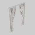 Beige Curtains with White Sheer Panels and Decorative Pom Pom Trim for Window