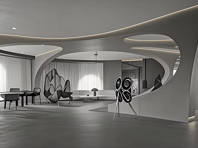 Modern Public Office Space Interior With Open Layout And Ergonomic Workstations 3d model
