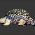 Colorful Ceramic Fish Figurine With Blue Green Spots For Home Decoration