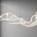 Hanging Modern Wave Shaped Chandelier With Glowing Lines And Artistic Design