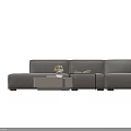 Modern Gray Sectional Sofa With Coffee Table Books And Decorative Flowers 3d model