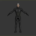 Futuristic Sci-Fi Armor Clad Character 3D Model In Standing Pose With Extended Arms 3d model