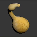 Handcrafted Yellow Gourd Shaped Sculpture with Curved Neck and Smooth Surface Artistic Carving