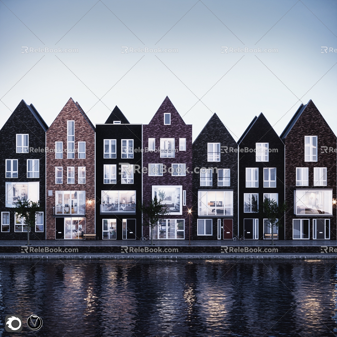 Modern Outdoor Commercial Street Modern Outdoor Street Commercial Street Building Building Dutch River Abroad 3d model