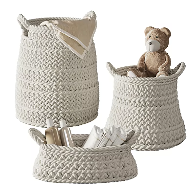 Woven Storage Baskets For Organizing Blankets Teddy Bear And Toiletries 3d model