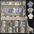 Adorable Baby Wardrobe With Cartoon Animal Decor Storage Baskets And Clothes Shelves