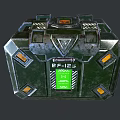 Futuristic Metallic Storage Case With Green Digital Display And Orange Accents