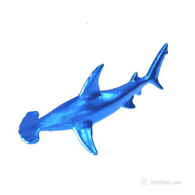 Blue Hammerhead Shark Model With Shiny Metallic Surface And Detailed Features 3d model