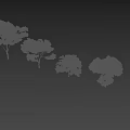 Multiple Deciduous Arbor Trees With Red Autumn Leaves In Landscape