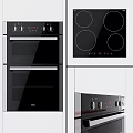Modern Kitchen Appliances With Double Oven Electric Cooktop And Control Knobs