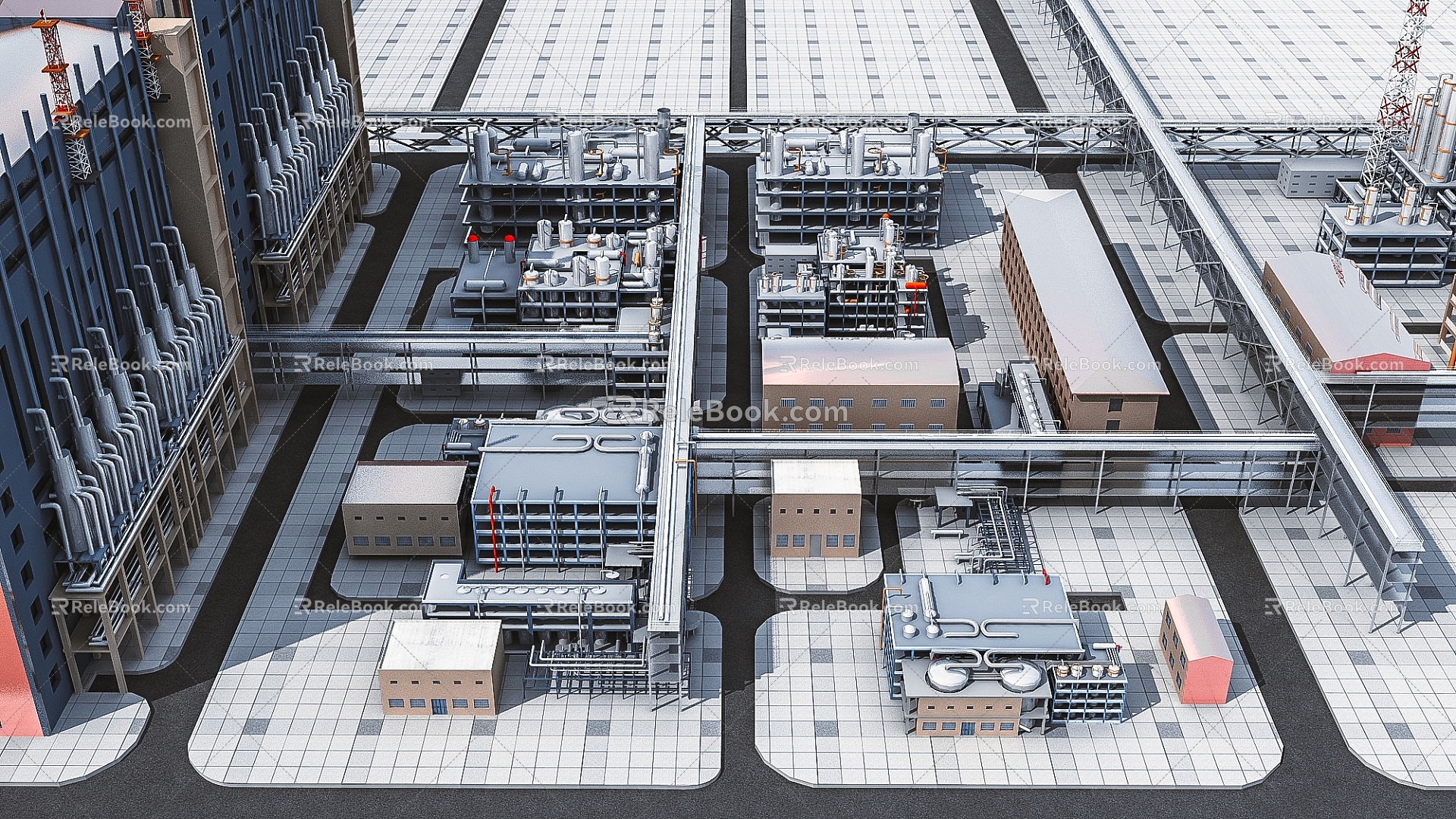 Modern workshop atmosphere aerial work 3d model