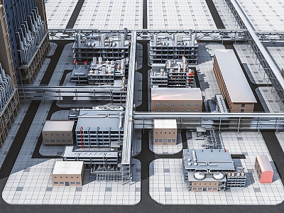 Modern workshop atmosphere aerial work 3d model