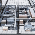 Modern workshop atmosphere aerial work 3d model