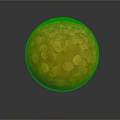 Shiny Golden Sphere With Coin Like Circular Patterns On Dark Surface
