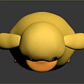 Cute Yellow Duck Doll with Black Eyes Orange Beak and Feet on Smooth Black Surface