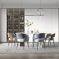 Light Luxury Dining Table and Chair Combination Dining Table and Chair 3d model