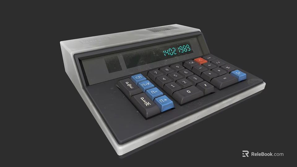 Practical Office Electrical Appliance Calculator With Digital Display And Blue Black Keys 3d model